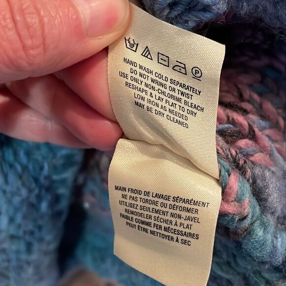 Anthropologie Sleeping on Snow Rainbow Chunky Knit Pullover Shawl Collar Sweater - Picture 7 of 9